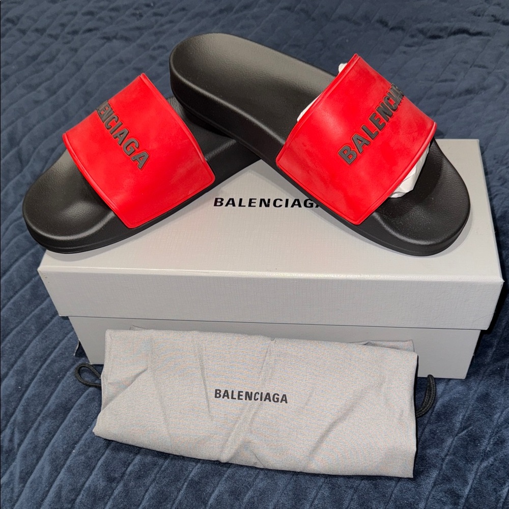 Balenciaga Red and Black Sandals
